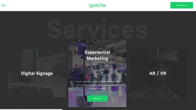 Screenshot of igotchamedia.com minimalism design use in their Services section.