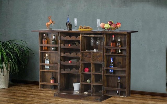 Dumont Bar Cabinet In Honey Finish