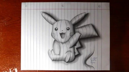 Drawing of Pikachu - Line Paper 3D Trick Art - With video and 3d art  photo😍(draw Pikachu from Pokemon in 3D form on line paper) — Steemit