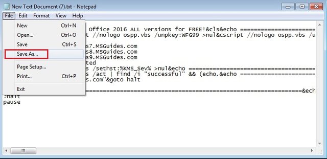 save code as batch file