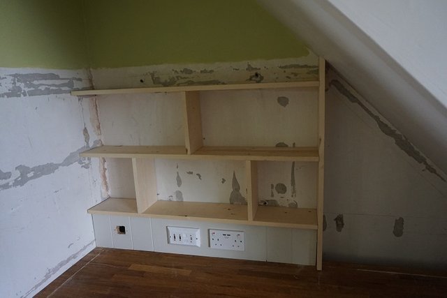 First shelves built on my DIY understair storage project