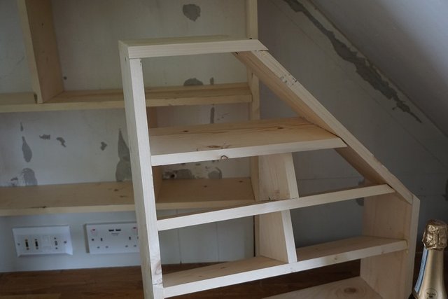 DIY understair storage wine rack test fitting