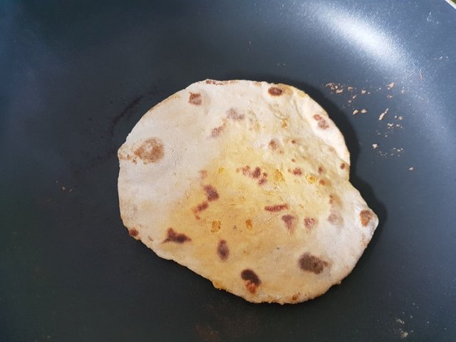 ready to turn over the roti