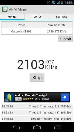 Bitcoin mining on android