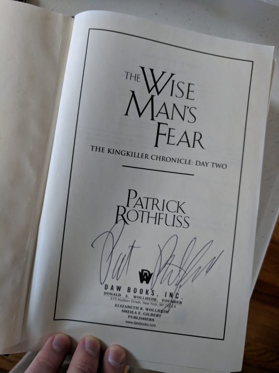 signed copy of The Wise Man's Fear