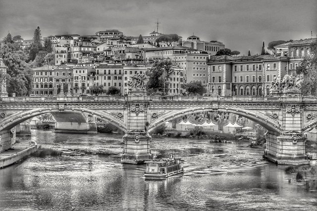 Drifting down the Tiber River - Rome, Italy - 30 June 2017