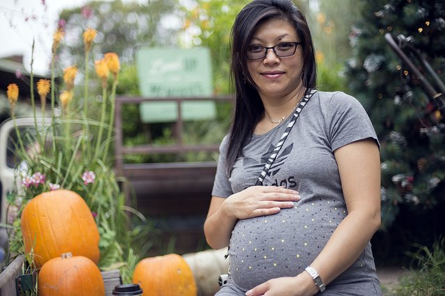 Pregnant Lady and Pumpkins