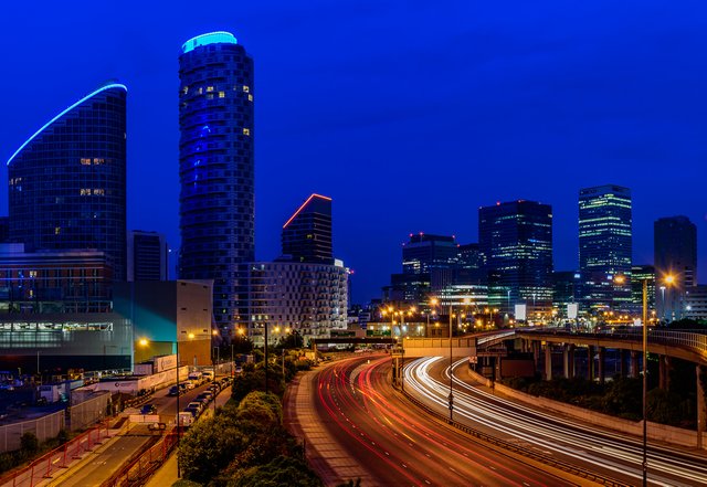 Dockland Light Trails - Morning Blue Hour