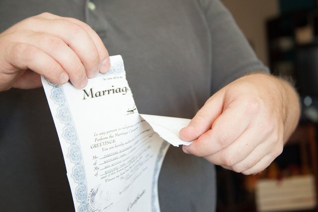 Divorce - torn marriage license
