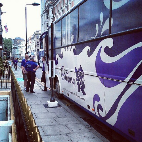 Cadbury is the "official treat provider" these men will take you on board a bus with blacked-out windows and give you your treat