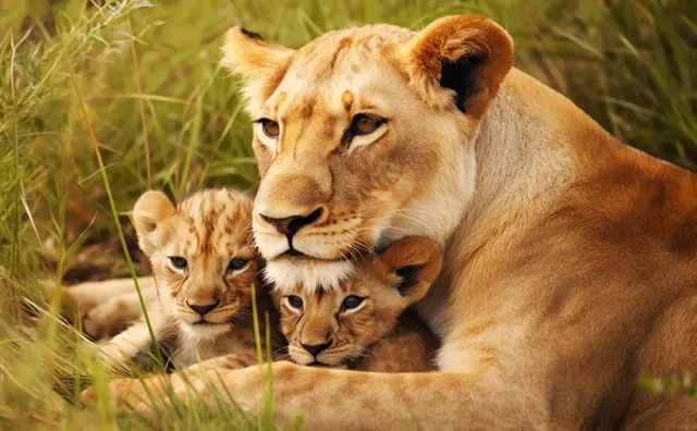 лъвица с малките си