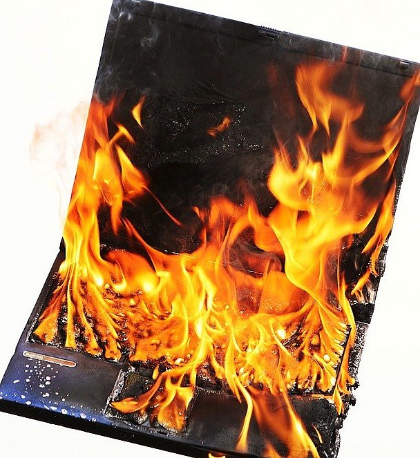 Burning laptop