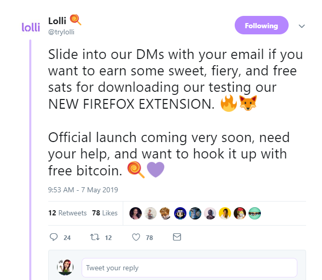 20190514 11_09_34Lolli 🍭 on Twitter_ _Slide into our DMs with your email if you want to earn som.png