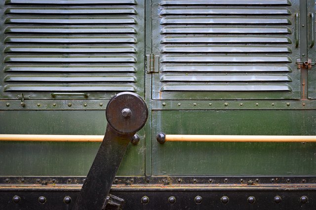 Black lever on an old locomotive