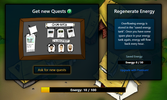 "Quests" menu
