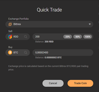 CoinStats quick trade bittrex
