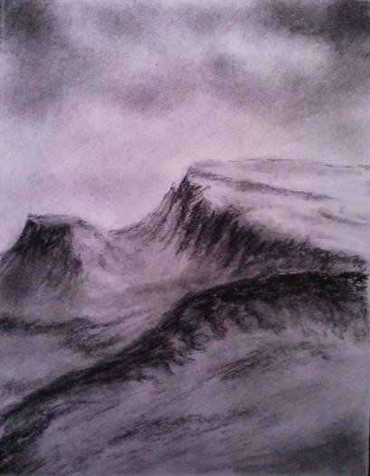 Landscape Drawing Steemzzang, Easy Charcoal Landscapes
