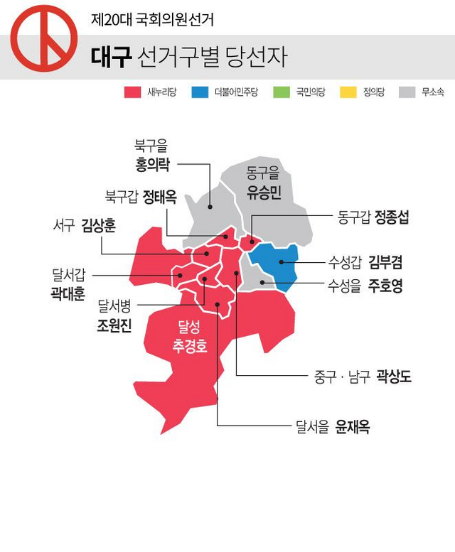 20대 총선 대구 선거구별 당선자