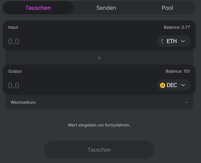 Uniswap trading interface