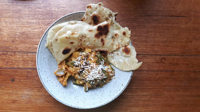 Peanut Butter Coconut Curry with Cummin Chapatis