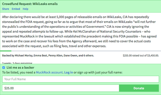 Help sue the CIA for the release of thousands of WikiLeaks related emails • MuckRock2.png