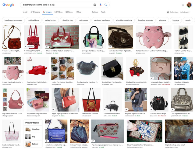 google search : a leather purse in the style of a pig