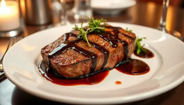 Steak with chocolate sauce