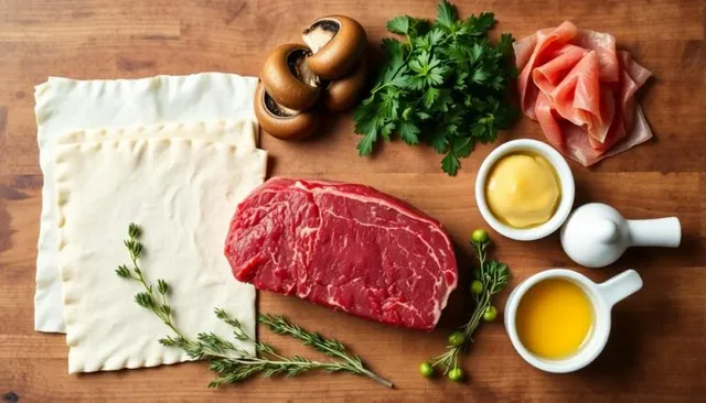 Fresh Beef Wellington ingredients