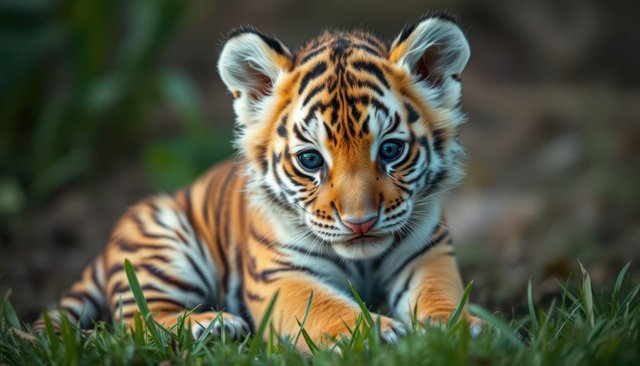 Baby Tiger Cub in Nature