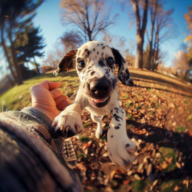 Energetic Dalmatian puppy