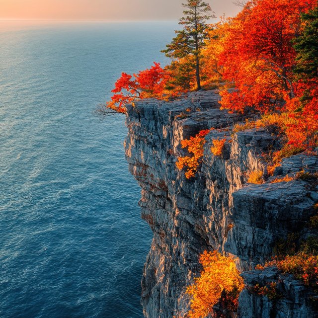 Fall foliage by the ocean