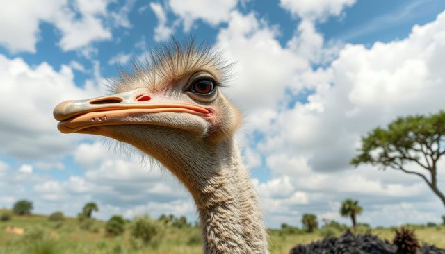 Curious Ostrich Close-Up