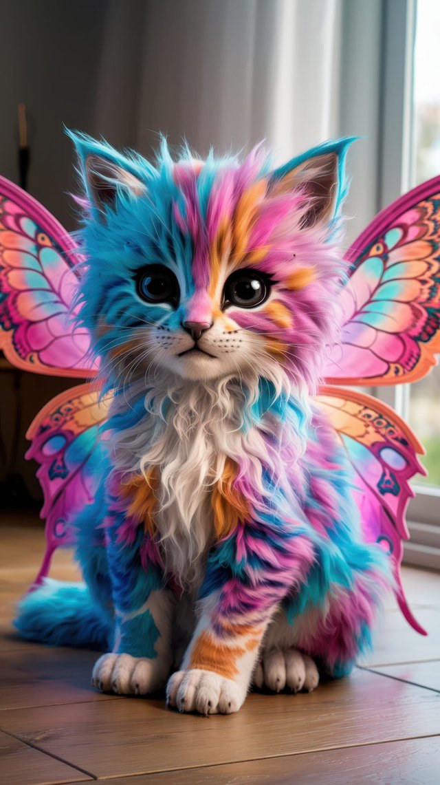 Colorful Kitten with Wings