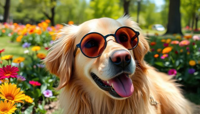 Cute Golden Retriever with Sunglasses