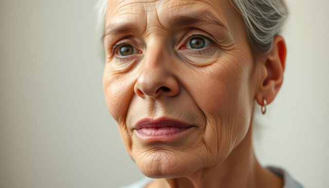 Elderly Woman's Thoughtful Expression