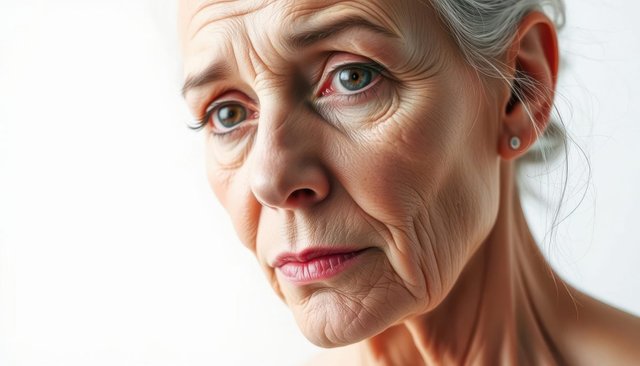 Thoughtful Elderly Woman - Close-Up Portrait