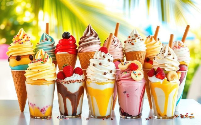 Vibrant Ice Cream and Milkshakes