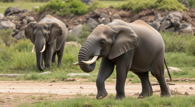 African Elephants in Nature