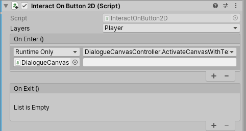 Interact on Button 2D Dialogue