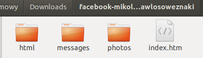 Screenshot of my Facebook copy folder contents