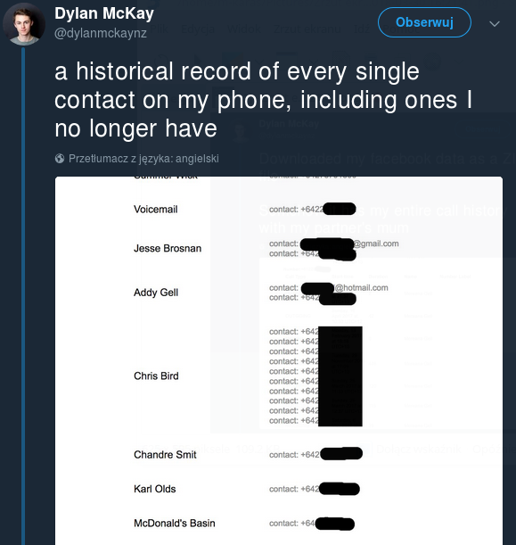 Dylan McKay on Twitter: "a historical record of every single contact on my phone, including ones I no longer have"