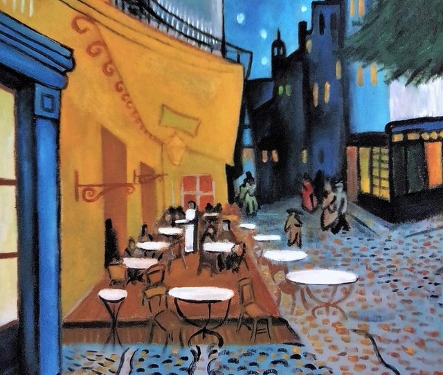 Pintando Un Paisaje Terraza De Café Por La Noche Van Gogh