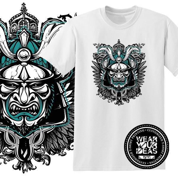 Batik Shirt Samurai Art Men DTG printing WEAR YOUR IDEAS WYI (White).jpg