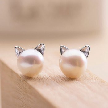 Dresslily Faux Pearl Kitten Tiny Stud Earrings