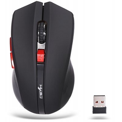 Gearbest HXSJ X50 2.4GHz Wireless Optical Gaming Mouse  -  BLACK
