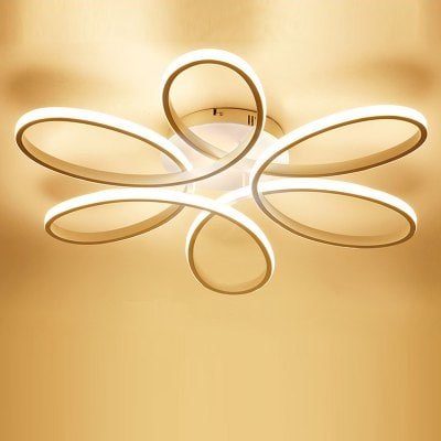 Gearbest EverFlower Modern Simple Floral Shape LED Semi Flush Mount Ceiling Light With Max 75W Painted Finish