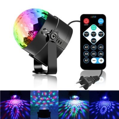 Gearbest YouOKLight 3W RGB Mini Portable 3LED Stage Magic UV Light Sound Active LED Rotating Magic Ball Lamp for KTV Party Disco Club