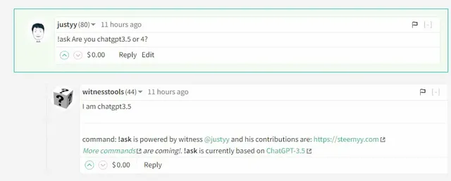 Asking ChatGPT 3 or 4 on STEEM blockchain, and it says it is ChatGPT-3.5