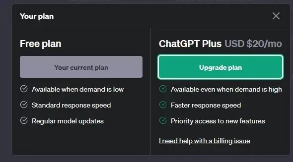 ChatGPT Plus Subscription $20 Per Month