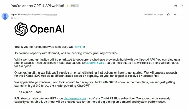 I am officially on ChatGPT-4 API Waitlit